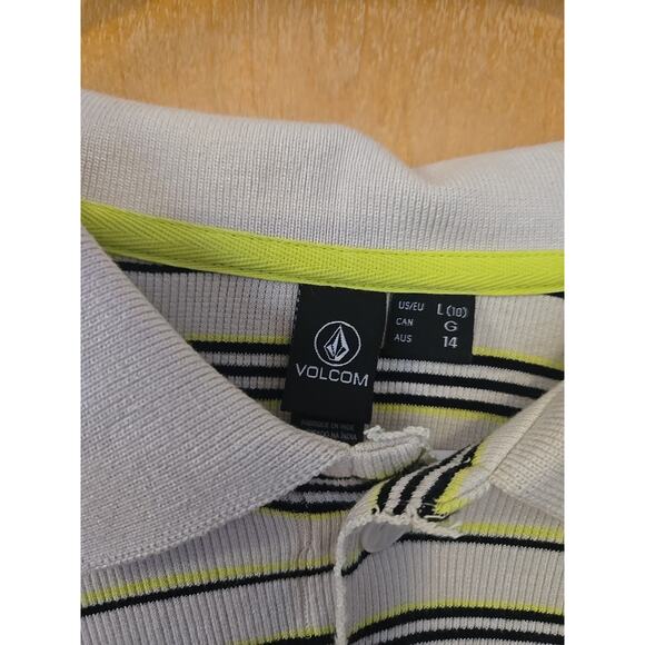 Volcom Popztone S/S Polo Shirt-BoneWomens Large- New - Picture 6 of 8